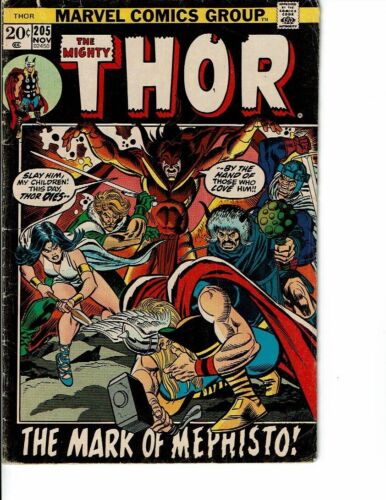 THOR #205 Marvel Comics 1972 MEPHISTO App. John Buscema Art Bronze Age