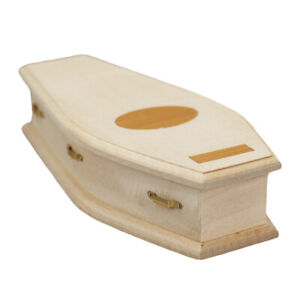 1PC Mini Wooden Coffin Coffin Toy Halloween Decor Wood Funeral Coffin Miniature