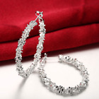 Women 925 Silver Plated Elegant U-Shaped Medium Size Hoop Earring Lab-Created