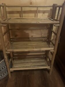 Vintage Bamboo Folding Shelf 4 Tier Very Good Condition / 65” x 38” 14”