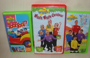 The Wiggles VHS Video Lot of 3 - Wiggly Play Time, Toot Toot, Wiggly wiggly Xmas