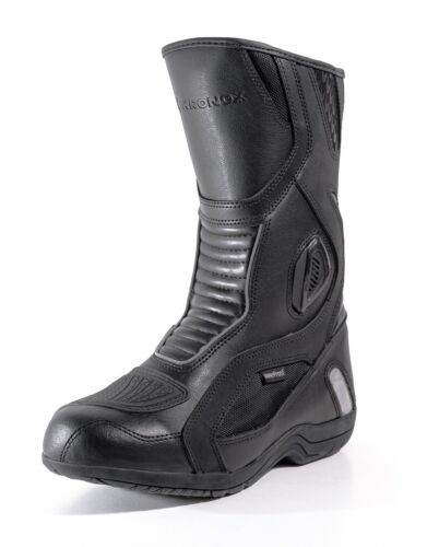 Motorcycle Riding Boots for Men Touring Water Resistant Black PU Leather Kronox