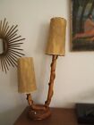 antique Louis Sognot bamboo rattan double vintage design lamp XX