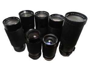 LOT of 7 Vintage 35 mm Manual SLR Camera Lenses, Untested, SOLD AS-IS