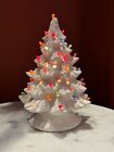 Vintage White Ceramic Lighted Christmas Tree 8” - Missing 11 Bulbs and Star