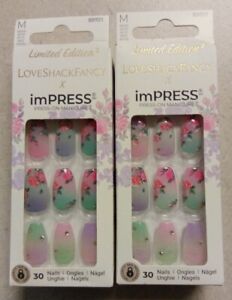 Kiss imPress Press-On Manicure Nails Medium Lilac Crush 88901. Lot of 2.