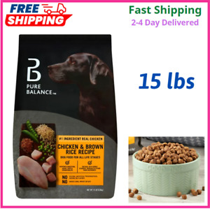 Pure Balance Real Chicken & Brown Rice Recipe Dry Dog Food, 15 lbs - NEW