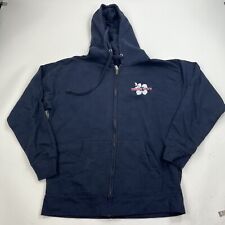 Trader Joes Full Zip Hoodie Size Large Employee Uniform Blue Sweatshirt