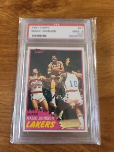 1981 Topps Magic Johnson PSA MINT 9(OC) First Solo Rookie Card #21