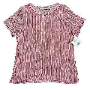 Sag Harbor Red Striped Blouse NWT
