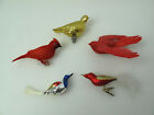 2 Vintage Mercury Glass Christmas Bird Clip Ornaments.Needs repaired +3 another