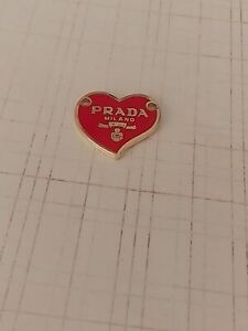 One Prada Logo Heart with trim  gold tone 24mm  Button Pendant Zipperpull