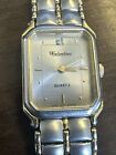 VINTAGE  VALENTINO TANK WATCH WOMEN RECTANGLE GOLD TONE LEATHER 262-481