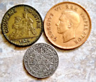 LOT OF THREE OLD FOREIGN COINS-EMPIRE MOROCCAN, SO AFRICA & 1924 2 FRANCS COINS