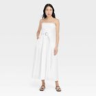 Women's Belted Midi Bandeau Dress - A New Day White 10