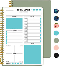 Undated Daily Planner with Hourly Schedule, Spiral to Do List Notebook to Organi