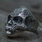 Vintage 925 Silver Viking Black Skull Head Rings For Men Punk Party Jewelry Gift