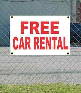 2x3 FREE CAR RENTAL Red & White Banner Sign NEW Discount Size & Price FREE SHIP