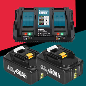 2Pack Battery / Dual Charger For Makita 18V 6.0Ah Lithium ion LXT BL1830 BL1850