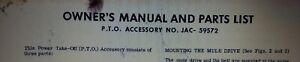 Ford 70 75 Lawn Riding Tractor Mower Snow Thrower PTO Accessories Owners Manual