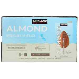 Kirkland Almond Milk 1 qt, 12 Ct Vegan Dairy Lactose Soy Free No Added Sugar