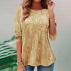 Ladies Casual Loose Long Sleeve Tee Shirts Womens PRINT Tops Blouse Size S-5XL