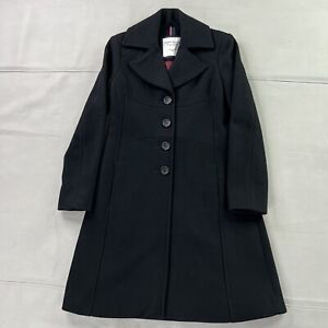 Tommy Hilfiger New York Womens Black Wool Trench Coat Peacoat Jacket-2/SM-3439