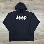 Vintage Y2K Jeep Skull Sweatshirt Adult Large Black Hoodie Pullover Off Road