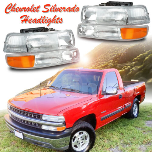 Fit For 99-02 Chevy Silverado 2000-2006 Suburban Tahoe Headlight+Bumper Signal (For: 2000 Chevrolet Silverado 1500)