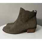 Yellow Box Emboss Ankle Boot Taupe Leather Floral Side Zip Low Heel Women's 8.5M