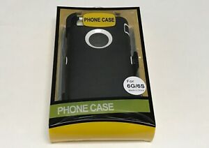 For Apple iPhone 6/6S +Case Cover &(Belt Clip fits Otterbox Defender)Black&White