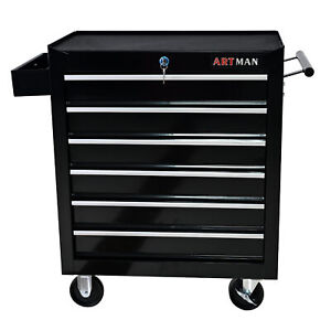 6 Drawers Rolling Tool Cart Chest Garage Tool Storage Cabinet Tool Box w Wheels
