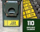 Ammo Can Bullet Decal Label Stickers - UV Stable 2-Color Vinyl - 110+ Calibers
