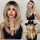 Women Fanshion Long Ombre Blonde Wigs Hair Wig with Bangs Synthetic Patry Daily