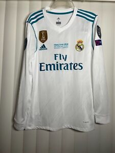 Ronaldo #7 Real Madrid 2017-18 Champions League Final white Long Sleeve jersey