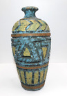 New ListingVtg  Italian Pottery Vase Textured Green Blue Yellow Mid Century
