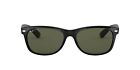 Ray-Ban RB2132 New Wayfarer Square Sunglasses, Black/Polarized Green, 58 mm