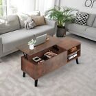 2 Tier Round Lift Top Coffee Table with Hidden Storage Compartment Home Office