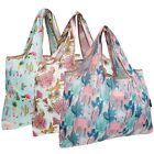 Wrapables Large Foldable Tote Nylon Reusable Grocery Bag, 3 Pack