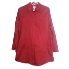 Chico's No Iron Button Down Shirt Size 2 US Large Red Long Sleeve