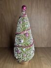 Vtg Christmas Bottle Brush Tree Flake Mica Glitter Snow Pink Silver Large 17”