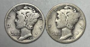 1923 and 1923-S 10C Mercury Dimes 90% Silver