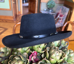 Vintage Black Stetson XXXX The Gun Club Felt Cowboy Hat SIZE 7-3/8 OVAL