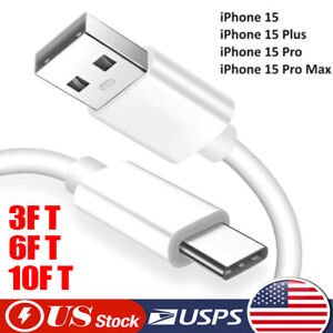 For iPhone 15 Pro Max 15 Plus USB-A Cable Fast Charger Type C Charging Data Cord