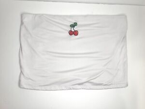 White With Cherries Tube Top Crop Top