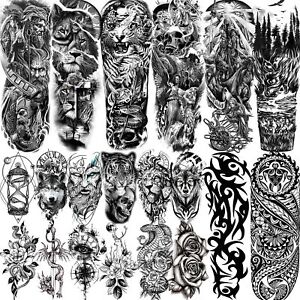 20 Sheets Extra Large Full Arm Temporary Tattoos For Men Adults, Tiger Snake ...