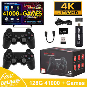 HDMI TV 4K Game Stick 128G 41000+ Games Video Game Console w/2*Wireless Gamepads