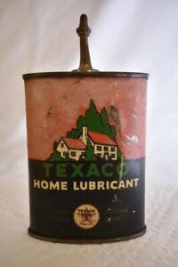 Vintage Texaco Home Lubricant can, with lead spout, contents dried up