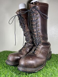 Wesco Lineman Boots Mens Size 13D  Brown Steel toe Knee High Leather