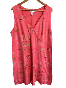 Fresh Produce Coral Floral Dress XL Surplice V Neck Sleeveless Cotton Summer